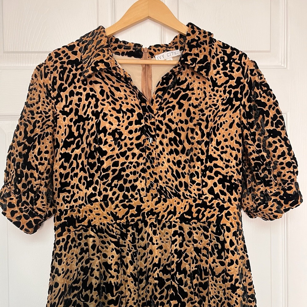 Ivy City Co Womens XXL Anna Embossed Leopard Print Short Sleeve Midi Dress - Picture 4 of 9